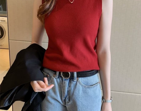 打底衣无袖上衣女初秋百搭背心薄款打底衫修身...