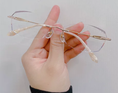 超轻无框切边眼镜女纯钛素颜神器成品近视眼镜...