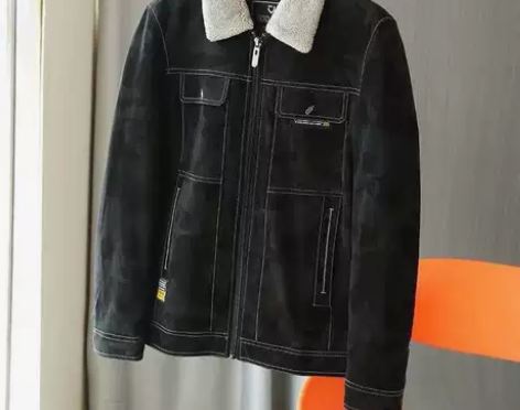 YR20277男士桃皮绒翻领工装休闲加厚羽...