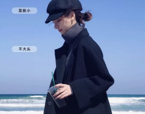 #氛围感贝雷帽 显脸小黑色八角帽子女春秋冬...