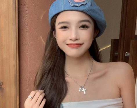 甜美可爱帽子女款2023新款牛仔贝雷帽女百...