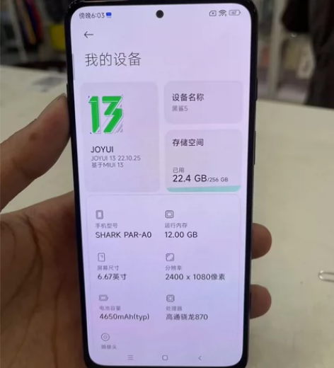 黑鲨5黑色12+256，游戏专用手机，骁龙...