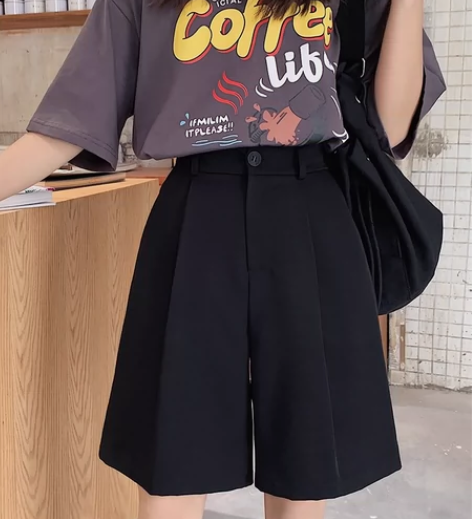 西装短裤女夏季薄款宽松设计感小众中裤高腰阔...