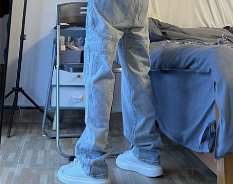 2023新款牛仔裤男腰带直筒复古水洗立体裤...