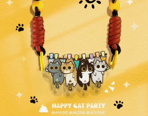 HAPPY原创可爱晒猫猫咪百搭手机背夹链便...