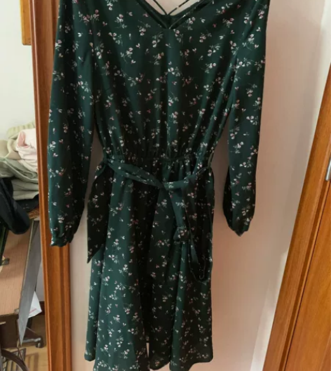 拉夏贝尔碎花连衣裙长裙墨绿色 当时特别想买...