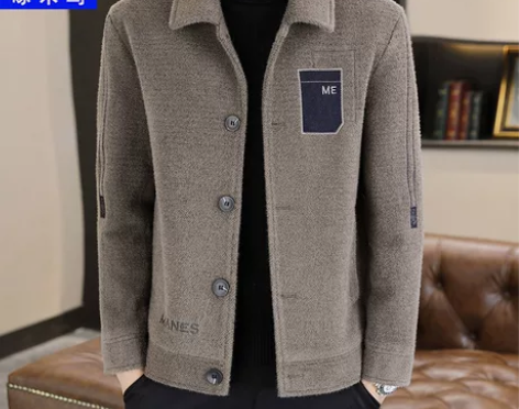 啄木鸟男士外套冬季加厚休闲呢子夹克高档貂绒...