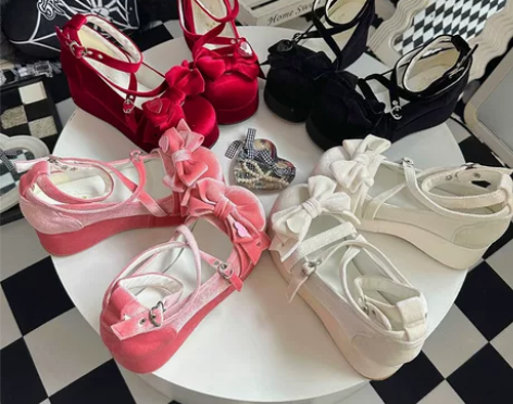 甜心娃娃原创松糕厚底鞋Lolita鞋日系丝...