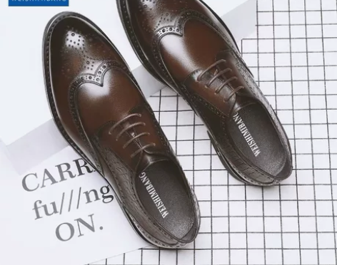 婚鞋 布洛克皮鞋 男鞋 婚礼当天穿了一天，...