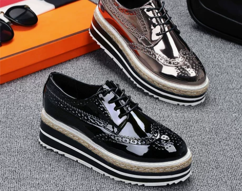 欧洲站2017秋季新款真皮厚底松糕鞋休闲系...