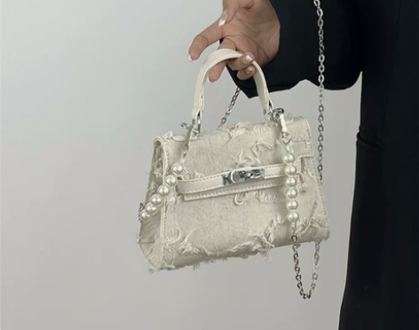 复古牛仔布乞丐凯莉单肩包包女2023新款小...