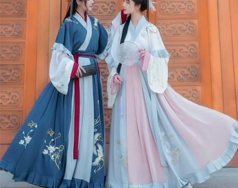 如梦霓裳秋冬款汉服女青引晋制交领半袖齐腰襦...