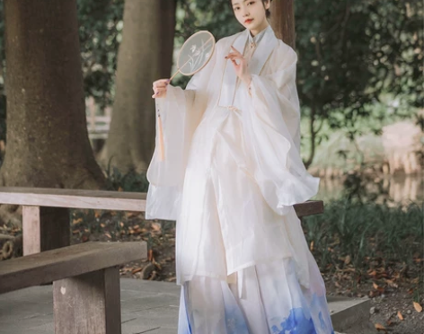 五五年汉服 原创女慕雪明制立领斜襟长衫搭披