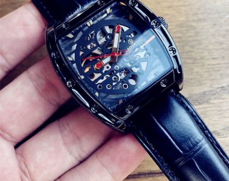 黑科技手表男酒桶方形镂空全自动机械表防水潮...