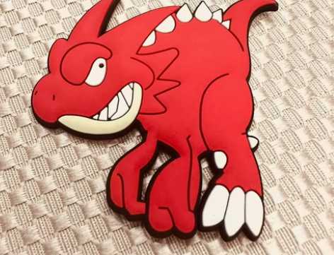 石器时代巴朵兰恩红暴冰箱题非徽章红色恐龙潮...