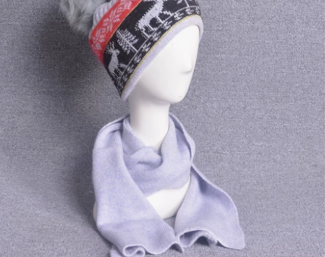 外贸样品，出口英国。羊毛混纺针织套头帽围巾...