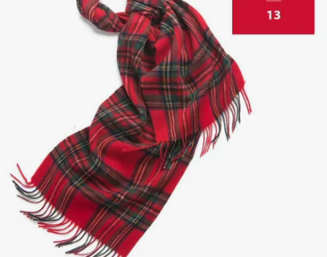 英国爱丁堡学院风纯羊毛羊绒格子围巾冬季男女...