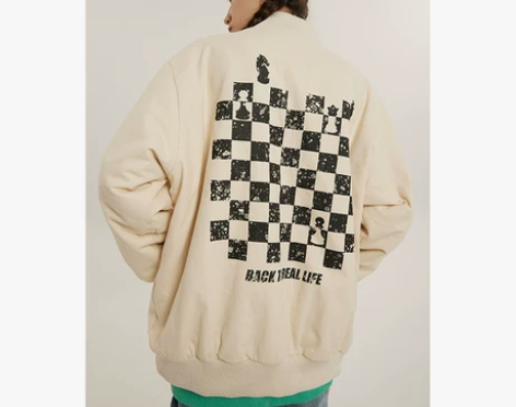 WANNA LAB 棋盘格空军加厚棒球夹克...