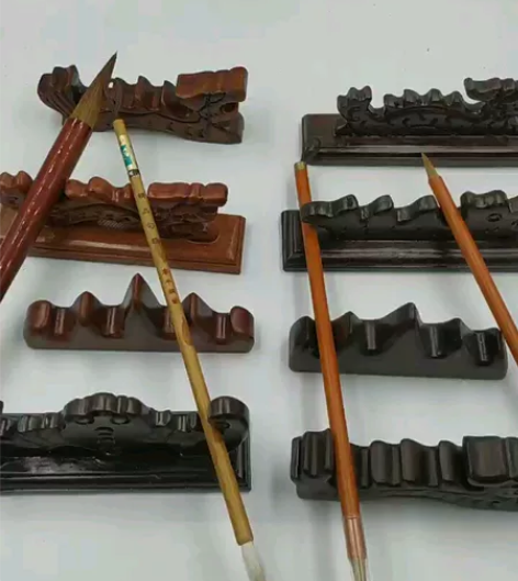 文房四宝毛笔搁笔架 五指山笔架 红木山形笔...