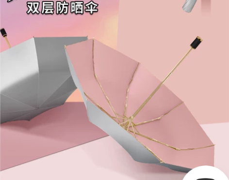 黑胶防晒 黑胶防晒遮阳伞日系双层钛银伞，爆...