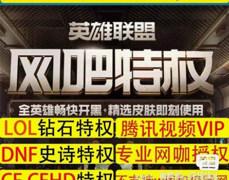 网吧特权 英雄联盟全英雄，全皮肤 LOL钻...
