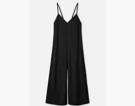 COS女装 休闲版型V领细肩带连体裤黑色新品