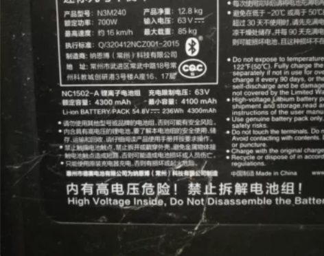 N3M240小米迷你九号平衡车63V充电