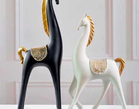 创意客厅酒柜装饰品招财马摆件现代家居办公室...