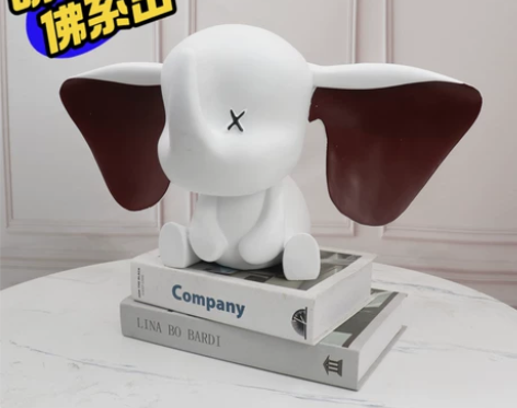 简约现代创意大耳朵小飞象可爱雕塑摆件样板间...