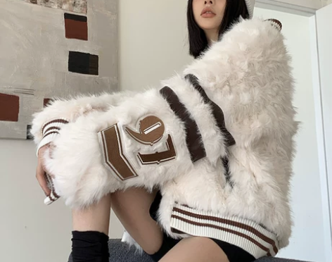 VMVA原创潮牌袖口双杠97毛毛外套男女情...