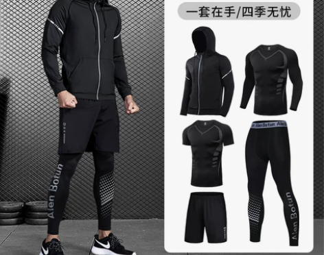 运动套装男健身跑步装备衣服速干篮球高弹足球...