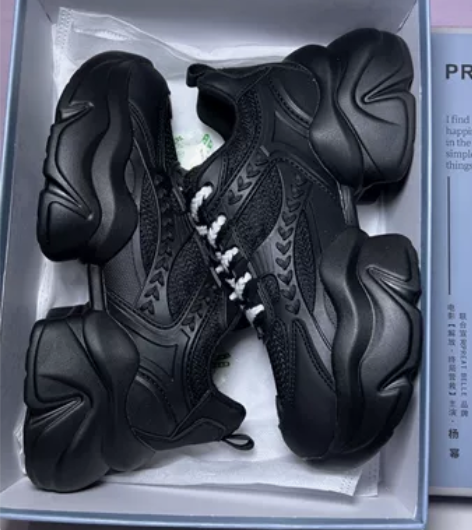 新款真皮轻便厚底百搭小蛮腰老爹鞋女款春秋2...