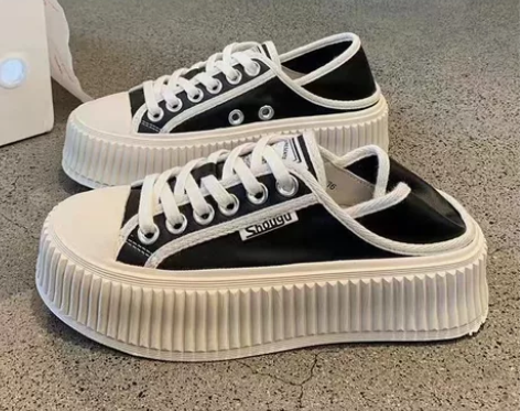 【捡漏】帆布鞋女厚底饼干鞋2023年新款小...