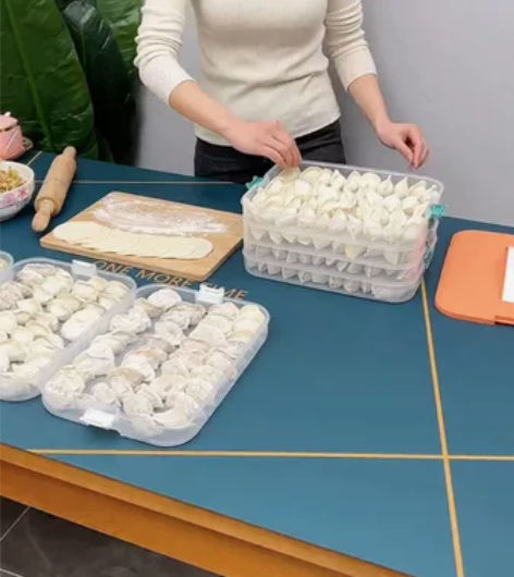 饺子收纳盒冷冻盒厨房家用饺子盒多层托盘速冻...