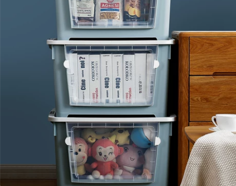 开门收纳箱 收纳箱前开式大号收纳家用塑料透...