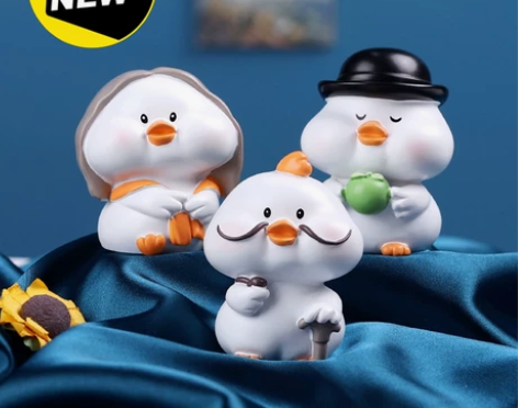 【名画鸭艺术家】盲盒摆件6个整盒卡通可爱小...