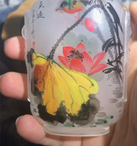 特价包邮内画兽头鼻烟壶 作品 荷韵 尺寸约...