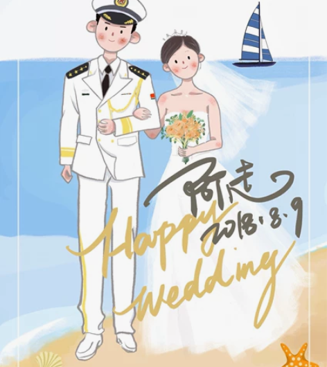 【私人订制】婚礼请帖情侣头像设计卡通插画每...