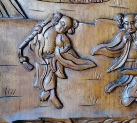 民国老花板一对～群仙拜寿，39x33厘米，...