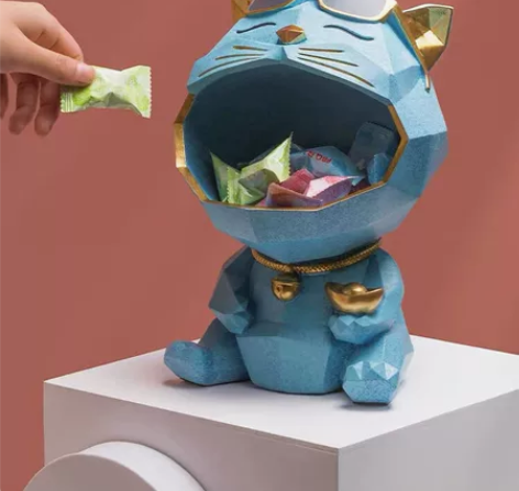 轻奢家居玄关创意收纳招财猫 全新 蓝色 可...
