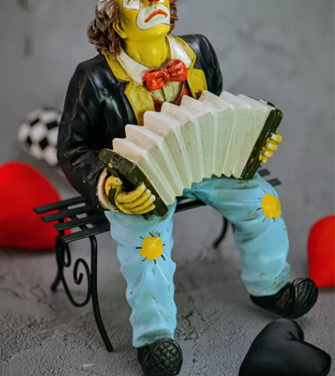 德国中古手工树脂小丑摆件街头音乐家组合 来...