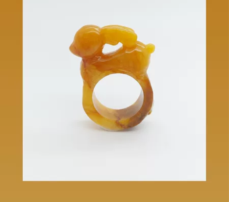 已嫁?小鹿主题手工雕刻岫玉戒指玉雕设计戒指...