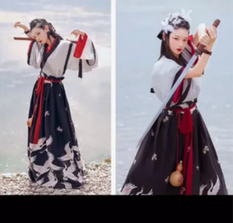 ?月上梢原创设计汉服女仙鹤晋制晋襦日常男女...