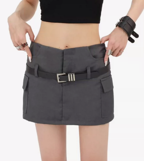 美式辣妹设计感灰色百搭显瘦包臀半身裙女20...