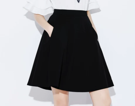 a字裙 夏季黑色大摆伞裙显瘦中裙蓬蓬裙半裙