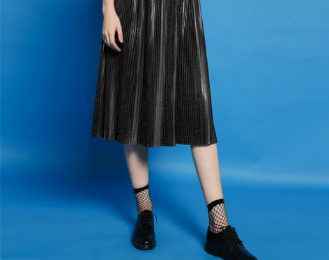 新款韩版休闲宽松中长款纯色百褶纱裙皮裙a字...