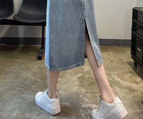 甜美高腰a字牛仔半身裙子女夏季小个子显瘦