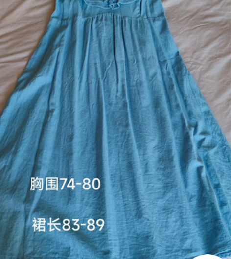 荷叶边吊带牛仔蓝棉麻波西米亚裙 10码 软...