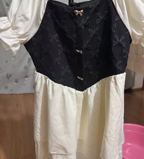 夏季法式高级感泡泡袖收腰气质显瘦新款蛋糕裙...