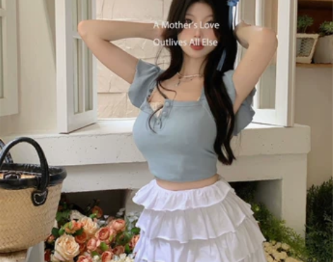 白色荷叶边芭蕾风蛋糕半身裙女春季甜辣妹半裙...